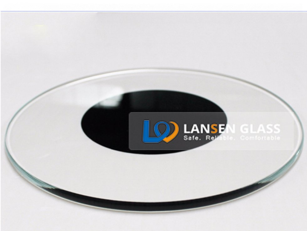 Round tempered frosted silk screen printing glass for table top